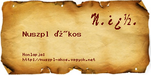 Nuszpl Ákos névjegykártya